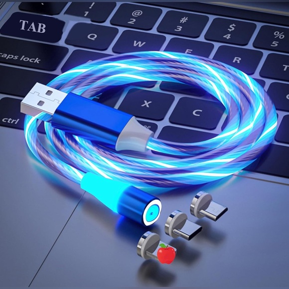 3 in 1 Magnetic Light Up Charging Cable 360 Rotating LED Universal Phone Charger - Picture 6 of 6